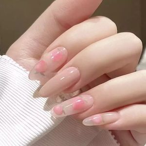 24 PCs Peach Medium Almond Press on Nail